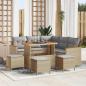 Preview: ARDEBO.de - 9-teiliges Garten-Sofa-Set mit Kissen Beige Poly Rattan Akazie, 4-teiliges Garten-Dining-Set mit Kissen Beige Poly Rattan Akazie