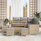 Preview: 9-teiliges Garten-Sofa-Set mit Kissen Beige Poly Rattan Akazie, 4-teiliges Garten-Dining-Set mit Kissen Beige Poly Rattan Akazie