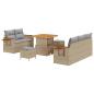 Preview: 8-teiliges Garten Sofa Set mit Kissen aus beigem Poly-Rattan, 3-teiliges Garten Esszimmer Set mit Kissen aus beigem Poly-Rattan