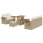 Preview: 8-teiliges Garten Sofa Set mit Kissen Beige Poly Rattan Akazie, 3-teiliges Garten Esszimmer Set mit Kissen Beige Poly Rattan Akazie