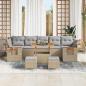 Preview: 10-teiliges Garten-Sofa-Set mit Kissen Beige Poly-Rattan Akazie, 3-teiliges Garten-Dining-Set mit Kissen Beige Poly-Rattan Akazie