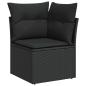 Preview: 8-teiliges Garten Sofa Set mit Kissen Schwarz Poly Rattan Akazie, 3-teiliges Garten Esstisch Set mit Kissen Schwarz Poly Rattan Akazie