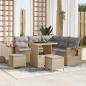 Preview: ARDEBO.de - 8-teiliges Garten-Sofa-Set mit Kissen Beige Poly Rattan Akazie, 3-teiliges Garten-Ess-Set mit Kissen Beige Poly Rattan Akazie