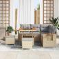 Preview: 8-teiliges Garten-Sofa-Set mit Kissen Beige Poly Rattan Akazie, 3-teiliges Garten-Ess-Set mit Kissen Beige Poly Rattan Akazie