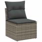 Preview: 8-teilige Garten-Sofa-Set mit Kissen Grau Poly-Rattan Akazie, 3-teiliges Garten-Essset mit Kissen Grau Poly-Rattan Akazie