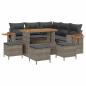 Preview: 9-teiliges Garten Sofa Set mit Kissen Grau Poly Rattan Akazie, 4-teiliges Garten Esszimmer Set mit Kissen Grau Poly Rattan Akazie