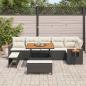 Preview: 9-teiliges Garten Sofa Set mit Kissen Schwarz Poly Rattan Akazie, 3-teiliges Garten Esszimmer Set mit Kissen Schwarz Poly Rattan Akazie
