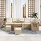 Preview: 9-teilige Garten Sofa Set mit Kissen Beige Poly Rattan Akazie, 3-teiliges Garten Esszimmer Set mit Kissen Beige Poly Rattan Akazie