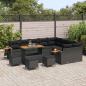 Preview: 13-teiliges Garten Sofa Set mit Kissen Schwarz Poly Rattan Akazie, 4-teiliges Garten Essset mit Kissen Schwarz Poly Rattan Akazie