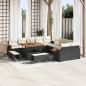 Preview: ARDEBO.de - 13-teiliges Garten-Sofa-Set mit Kissen Schwarz Poly-Rattan Akazie, 3-teiliges Garten-Ess-Set mit Kissen Schwarz Poly-Rattan Akazie
