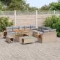 Preview: ARDEBO.de - 13-teiliges Garten-Sofa-Set mit Kissen Beige Poly-Rattan Akazie, 3-teiliges Garten-Ess-Set mit Kissen Beige Poly-Rattan Akazie