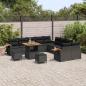 Preview: 13-teiliges Garten Sofaset mit Kissen Schwarz Poly Rattan Akazie, 3-teiliges Garten Essset mit Kissen Schwarz Poly Rattan Akazie