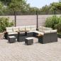 Preview: 13-teiliges Garten-Sofa-Set mit Kissen Schwarz Poly-Rattan Akazie, 3-teiliges Garten-Dining-Set mit Kissen Schwarz Poly-Rattan Akazie
