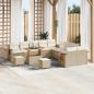Preview: ARDEBO.de - 13-teiliges Garten-Sofa-Set mit Kissen Beige Poly-Rattan Akazie, 3-teiliges Garten-Ess-Set mit Kissen Beige Poly-Rattan Akazie