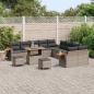 Preview: 13-teiliges Garten Sofa Set mit Kissen Grau Poly Rattan Akazie, 3-teiliges Garten Esstisch Set mit Kissen Grau Poly Rattan Akazie