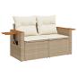 Preview: 14-teiliges Garten Sofa Set mit Kissen Beige Poly Rattan Akazie, 4-teiliges Garten Esszimmer Set mit Kissen Beige Poly Rattan Akazie