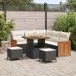 Preview: ARDEBO.de - 8-teiliges Garten Sofa Set mit Kissen Schwarz Poly Rattan Akazie, 2-Sitzer Garten Sofa mit Kissen Schwarz Poly Rattan, 3-teiliges Garten Essset mit Kissen Schwarz Poly Rattan Akazie