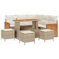 Preview: 9-teiliges Garten Sofa Set mit Kissen Beige Poly Rattan Akazie, 2-Sitzer Garten Sofa mit Kissen Beige Poly Rattan, 4-teiliges Garten Essset mit Kissen Beige Poly Rattan Akazie