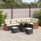 Preview: ARDEBO.de - 9-teiliges Garten Sofa Set mit Kissen Schwarz Poly Rattan Akazie, 2-Sitzer Garten Sofa mit Kissen Schwarz Poly Rattan, 3-teiliges Garten Essset mit Kissen Schwarz Poly Rattan Akazie