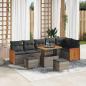 Preview: ARDEBO.de - 9-teiliges Garten-Sofa-Set mit Kissen Grau Poly-Rattan Akazie, 2-Sitzer Garten-Sofa mit Kissen Grau Poly-Rattan, 3-teiliges Garten-Dining-Set mit Kissen Grau Poly-Rattan Akazie
