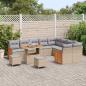 Preview: ARDEBO.de - 12-teiliges Garten Sofa Set mit Kissen Beige Poly Rattan Akazie, 3-teiliges Garten Essset mit Kissen Beige Poly Rattan Akazie, 2-Sitzer Garten Sofa mit Kissen Beige Poly Rattan
