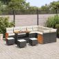 Preview: 13-teiliges Garten Sofa-Set mit Kissen Schwarz Poly Rattan Akazie, 4-teiliges Garten Ess-Set mit Kissen Schwarz Poly Rattan Akazie, 2-Sitzer Garten Sofa mit Kissen Schwarz Poly Rattan