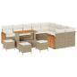 Preview: 13-teiliges Garten Sofa-Set mit Kissen Beige Poly Rattan Akazie, 4-teiliges Garten Essenset mit Kissen Beige Poly Rattan Akazie, 2-Sitzer Garten Sofa mit Kissen Beige Poly Rattan