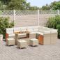 Preview: 13-teiliges Garten Sofa-Set mit Kissen Beige Poly Rattan Akazie, 4-teiliges Garten Essenset mit Kissen Beige Poly Rattan Akazie, 2-Sitzer Garten Sofa mit Kissen Beige Poly Rattan