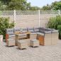 Preview: 13-teiliges Garten-Sofa-Set mit Kissen Beige Poly-Rattan Akazie, 4-teiliges Garten-Dining-Set mit Kissen Beige Poly-Rattan Akazie, 2-Sitzer Garten-Sofa mit Kissen Beige Poly-Rattan