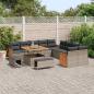 Preview: 13-teiliges Garten-Sofa-Set mit Kissen Grau Poly-Rattan Akazie, 2-Sitzer Garten-Sofa mit Kissen Grau Poly-Rattan, 3-teiliges Garten-Dining-Set mit Kissen Grau Poly-Rattan Akazie