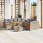 Preview: ARDEBO.de - 13-teiliges Garten Sofa Set mit Kissen Beige Poly Rattan Akazie, 2-Sitzer Garten Sofa mit Kissen Beige Poly Rattan, 3-teiliges Garten Esstisch Set mit Kissen Beige Poly Rattan Akazie