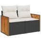 Preview: 13-teiliges Garten Sofa Set mit Kissen Schwarz Poly-Rattan Akazie, 2-Sitzer Garten Sofa mit Kissen Schwarz Poly-Rattan, 3-teiliges Garten Essset mit Kissen Schwarz Poly-Rattan Akazie