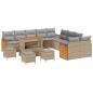 Preview: 14-teiliges Garten-Sofa-Set mit Kissen Beige Poly-Rattan Akazie, 2-Sitzer Garten-Sofa mit Kissen Beige Poly-Rattan, 4-teiliges Garten-Dining-Set mit Kissen Beige Poly-Rattan Akazie