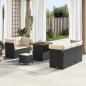Preview: ARDEBO.de - 8-teiliges Garten-Sofaset mit Kissen Schwarz Poly Rattan Akazie, 3-teiliges Garten-Dining-Set mit Kissen Schwarz Poly Rattan Akazie