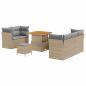 Preview: 8-teiliges Garten Sofa Set mit Kissen Beige Poly-Rattan Akazie, 3-teiliges Garten Esszimmer Set mit Kissen Beige Poly-Rattan Akazie