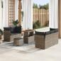 Preview: ARDEBO.de - 8-teiliges Garten-Sofa-Set mit Kissen Grau Poly-Rattan Akazie, 3-teiliges Garten-Dining-Set mit Kissen Grau Poly-Rattan Akazie