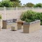 Preview: 10-teiliges Garten Sofa Set mit Kissen Beiges Poly Rattan Akazie, 3-teiliges Garten Ess Set mit Kissen Beiges Poly Rattan Akazie