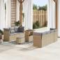 Preview: ARDEBO.de - 10-teiliges Garten-Sofa-Set mit Kissen Beige Poly-Rattan Akazie, 3-teiliges Garten-Esszimmer-Set mit Kissen Beige Poly-Rattan Akazie