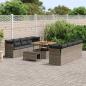 Preview: 11-teiliges Garten-Sofa-Set mit Kissen Grau Poly Rattan Akazie, 3-teiliges Garten-Esstisch-Set mit Kissen Grau Poly Rattan Akazie