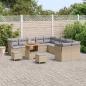 Preview: 13-teiliges Garten Sofaset mit Kissen Beige Poly Rattan Akazie, 3-teiliges Garten Esstischset mit Kissen Beige Poly Rattan Akazie