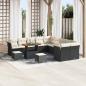 Preview: ARDEBO.de - 13-teiliges Garten Sofa Set mit Kissen, schwarzes Poly Rattan, Akazie, 3-teiliges Garten Essset mit Kissen, schwarzes Poly Rattan, Akazie