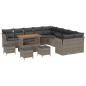 Preview: ARDEBO.de - 14-teiliges Garten-Sofa-Set mit Kissen Grau Poly-Rattan Akazie, 4-teiliges Garten-Dining-Set mit Kissen Grau Poly-Rattan Akazie