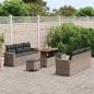 Preview: 9-teiliges Gartensofa Set mit Kissen Grau Poly-Rattan Akazie, 3-teiliges Gartendining Set mit Kissen Grau Poly-Rattan Akazie