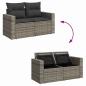 Preview: 9-teiliges Gartensofa Set mit Kissen Grau Poly-Rattan Akazie, 3-teiliges Gartendining Set mit Kissen Grau Poly-Rattan Akazie