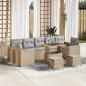 Preview: ARDEBO.de - 10-teiliges Garten Sofa Set mit Kissen Beige Poly Rattan Akazie, 3-teiliges Garten Esszimmer Set mit Kissen Beige Poly Rattan Akazie