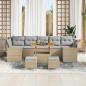 Preview: 10-teiliges Garten Sofa Set mit Kissen Beige Poly Rattan Akazie, 3-teiliges Garten Esszimmer Set mit Kissen Beige Poly Rattan Akazie