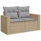 Preview: 9-teiliges Garten-Sofa-Set mit Kissen Beige Poly-Rattan Akazie, 3-teiliges Garten-Ess-Set mit Kissen Beige Poly-Rattan Akazie