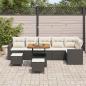 Preview: 9-teiliges Garten Sofa Set mit Kissen Schwarz Poly Rattan Akazie, 3-teiliges Garten Essenset mit Kissen Schwarz Poly Rattan Akazie