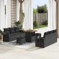 Preview: ARDEBO.de - 9-teiliges Garten Sofa Set mit Kissen Schwarz Poly Rattan Akazie, 3-teiliges Garten Essset mit Kissen Schwarz Poly Rattan Akazie