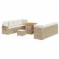 Preview: 11-teiliges Garten Sofa Set mit Kissen Beige Poly Rattan Akazie, 3-teiliges Garten Esszimmer Set mit Kissen Beige Poly Rattan Akazie
